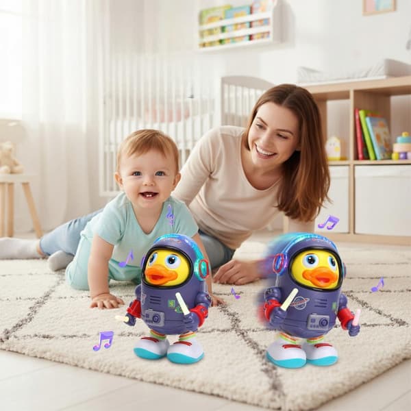DANCING SPACE DUCK DANCING DUCK WITH LED LIGHTS AND SOUNDS