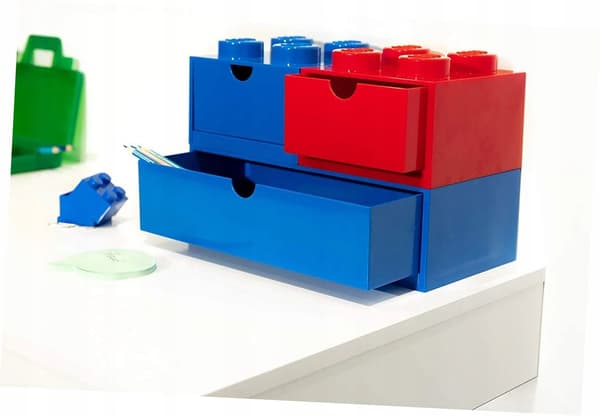 NHG LEGO BRICK STORAGE BOX, 4-DRAWER, BLUE, DESK