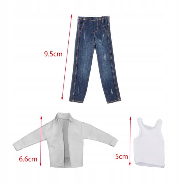 1:12 scale action figures – Shirt and jeans set – Model Doll Decor, blue, matching set