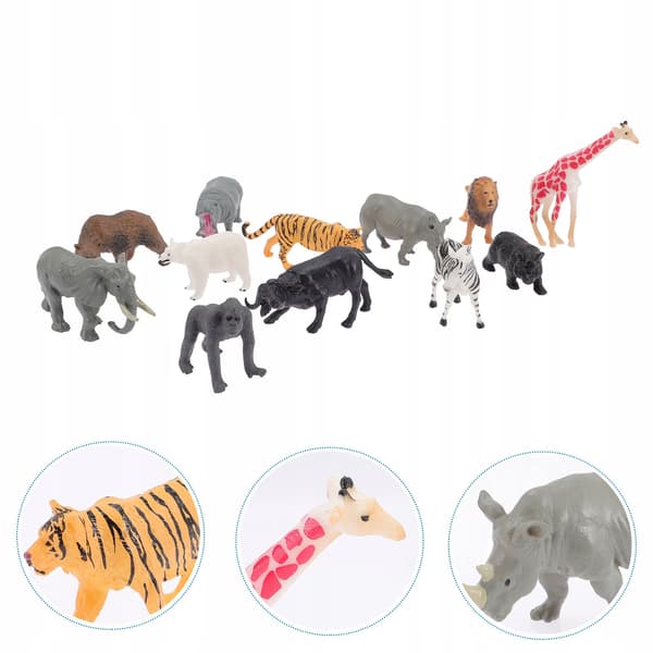 12 DECORATIVE MINIATURE FOREST AND TROPICAL ANIMALS