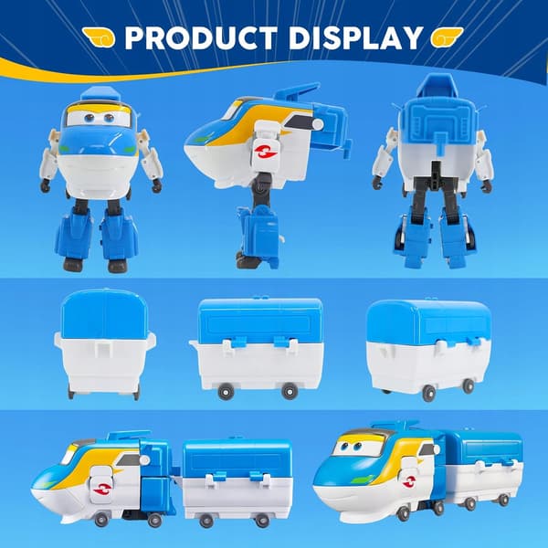 Super Wings Tony the robot-transforming train with HoloLight cargo