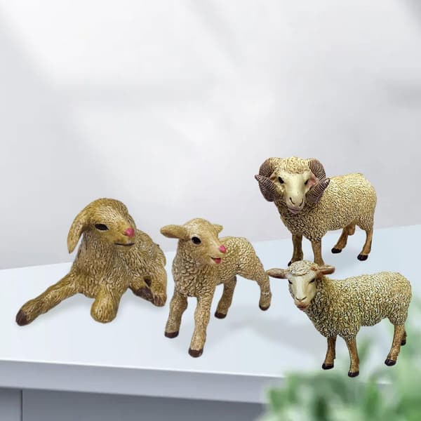Lifelike Animal Model, educational mini figurines – Miniature Models: 4 sheep