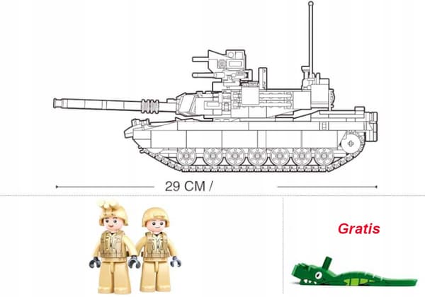 M1A2 ABRAMS TANK BUILDING BLOCKS – US ARMY + 2 MINIFIGURES + LEGO WEAPONS