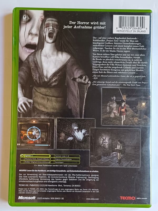 Project Zero, Xbox, no instruction booklet