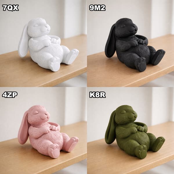 DECORATIVE FIGURINE: LONG-EARED RABBIT, SITTING, VARIOUS COLOURS