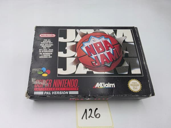 NINTENDO SNES NBA JAM PAL VERSION ORIGINAL CARDBOARD BOX