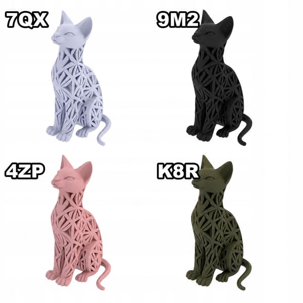 SITTING CAT FIGURINE – GEOMETRIC SHELF DECORATION – MANY COLOURS