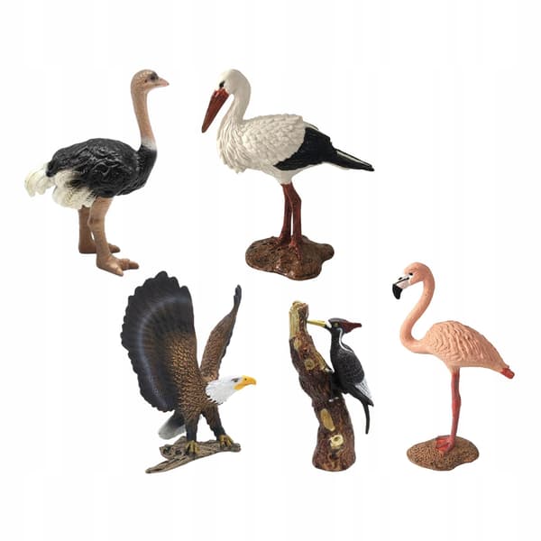 Set of 5 Handmade, Hand-painted Artificial Bird Models, Style C