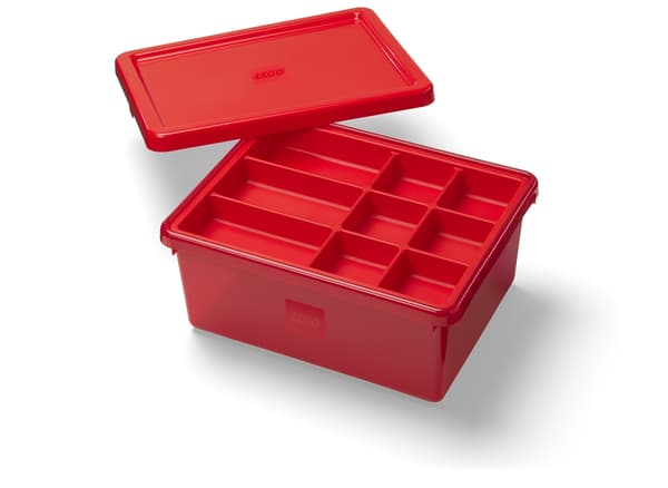LEGO storage box with organiser – red