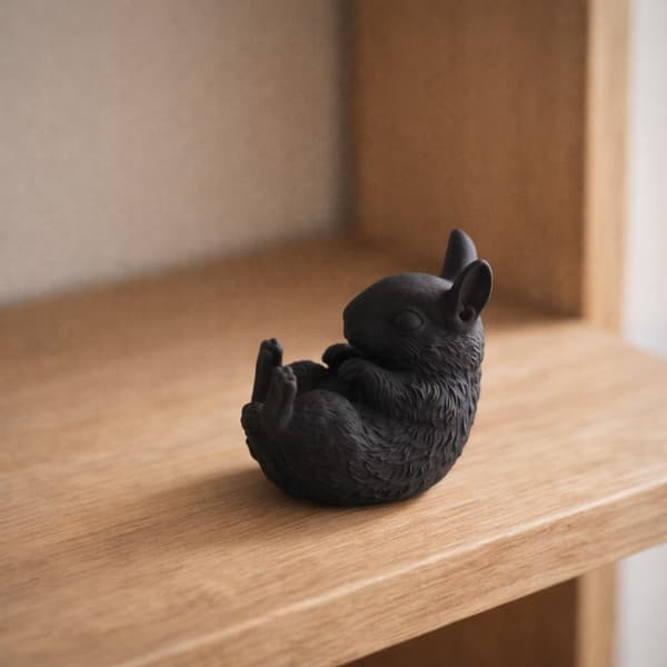 DECORATIVE FIGURINE: LYING RABBIT WITH RAISED PAWS – MANY COLOURS