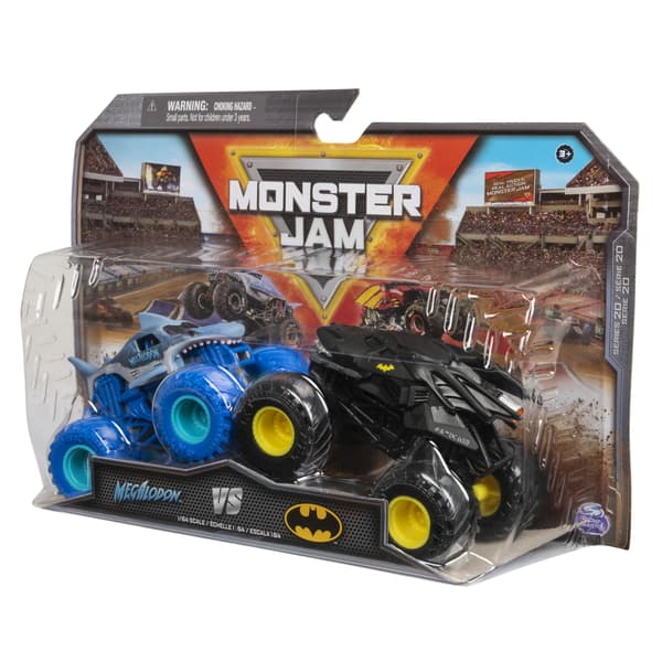 Batman Monster Jam Megalodon vs the Batmobile Monster Trucks Spin Master