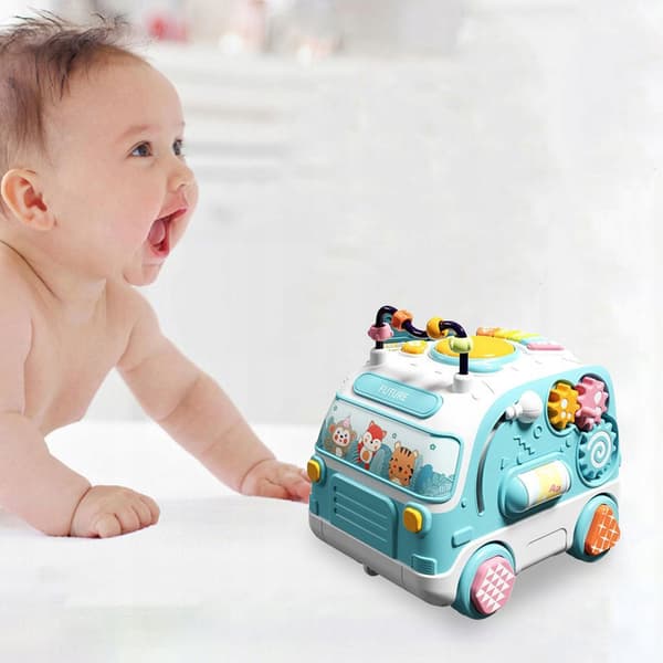 Electronic Musical Bus W/ Light Interactive Toys 2 Modes Musical Blue