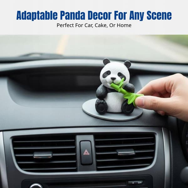 Panda Toy Set – Cute PVC figurines – Plastic mini landscape cake decor – 3-piece set