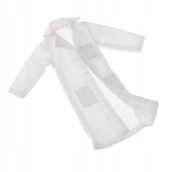 Doll: Miniature White Coat, 1/12 Scale Action Figure, Plain Women’s Outfit