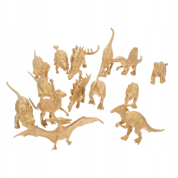 14 GOLDEN DINOSAUR MODELS FOR DECORATION AND CHILDREN’S PLAY