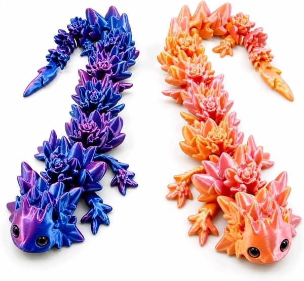 SET OF 2 3D DRAGONS WITH MOVABLE JOINTS – AXOLOTL DECORATION