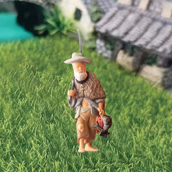 1:64 Ancient Chinese figures, Railway scene, Control panel, Fishing Man, Grey