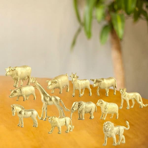 Animals Figurines Toys Learning Play Set Realistic Mini Golden Elephant