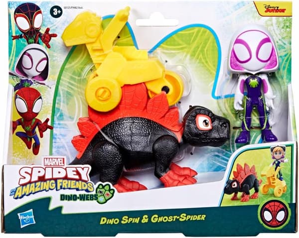 SPIDEY SET: DINO SPIN dinosaur figure + GHOST SPIDER by Hasbro G0125