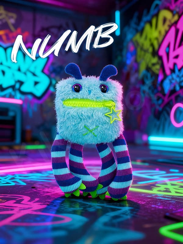 Nomster Nom Bad Mood Plush Keyring – Monster with a Pocket