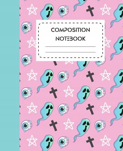Spooky Pastel Goth Pattern Composition Notebook, Wide-ruled: Halloween Com