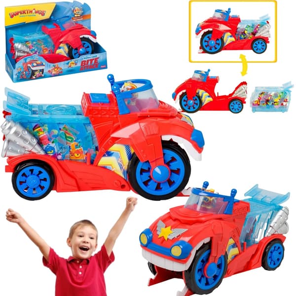 SUPERTHINGS BITE ATTACK VEHICLE WITH REMOVABLE CAGE AND DOC VROOM FIGURINE!