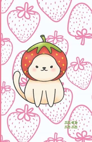 Kawaii Strawberry Cat 2022 Planner 5.5 × 8.5 in