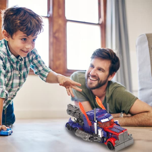 A 2-in-1 robot in a moving toy lorry for children