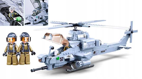 Viper AH-1Z Helicopter Building Blocks: ATTACK HELICOPTER (2-piece set) FIGURES + LEGO WEAPONS