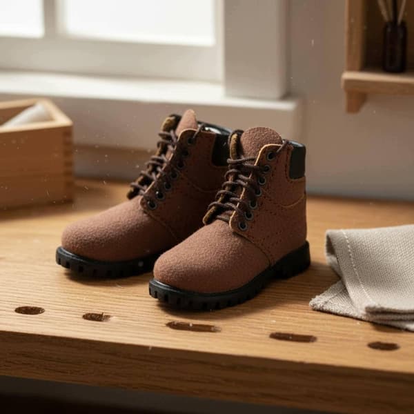 1:6 scale combat boots, high-top style 1:6 scale boots, handmade, light green