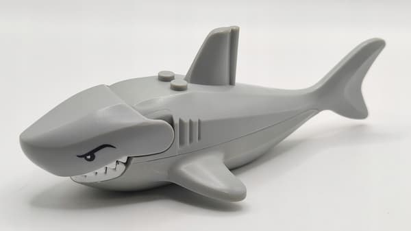 Lego Animals figurine: large shark, light grey