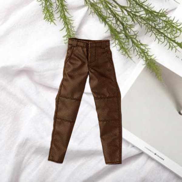 1/12 Scale Man Figure Doll Trousers PU Leather Action Figures Brown