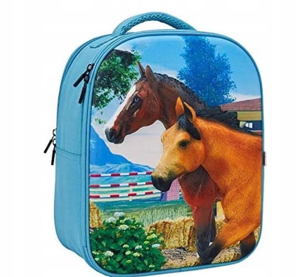 BACKPACK WITH HORSE AND RABBIT FIGURINES