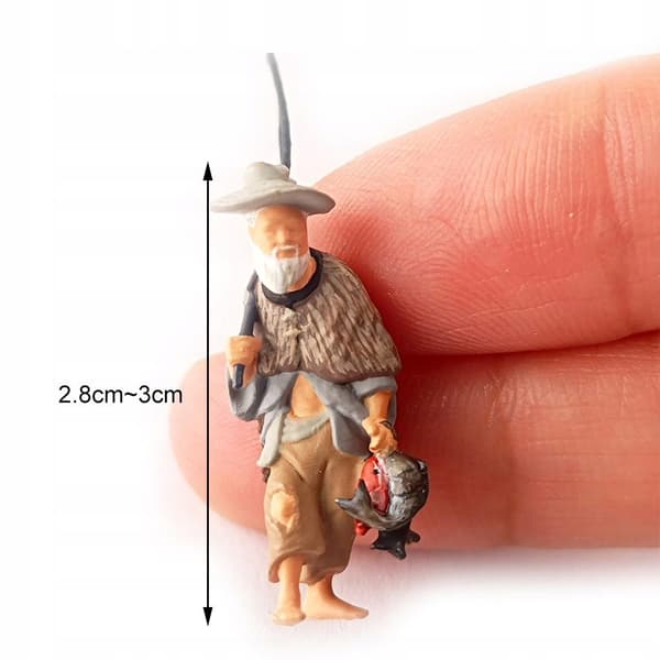 1:64 Ancient Chinese figures, Railway scene, Control panel, Fishing Man, Grey