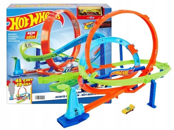 HOT WHEELS ACTION LET'S RACE TWISTED TORNADO LOOP TRACK SET + 1 car