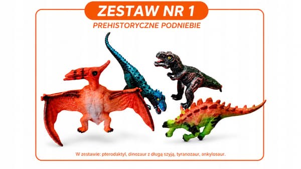 SET OF 4 RUBBER DINOSAURS, 25–30 CM, SOFT DINO FIGURES E1186 EMAJ