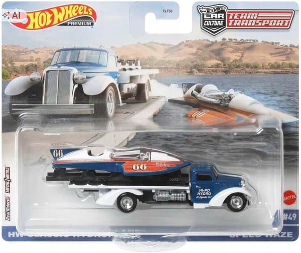 HOT WHEELS Premium Team Transport #49 Classic Hydroplane & Speed Waze