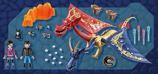 TWO-HEADED DRAGON IRON DRAGON FIGURINES MOVABLE HEADS WINGS