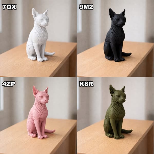 DECORATIVE FIGURINE: CAT SITTING ON A BASE – MANY COLOURS
