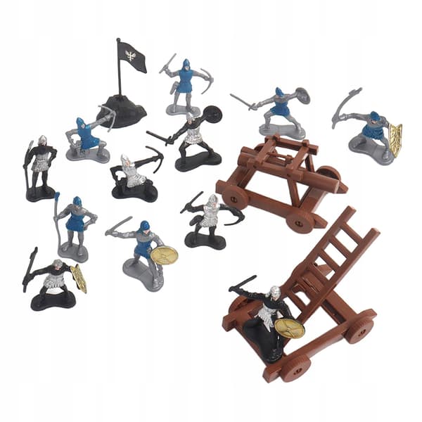 15 Ancient Soldier Figures: Warriors with Swords, Shields and a Flag from A