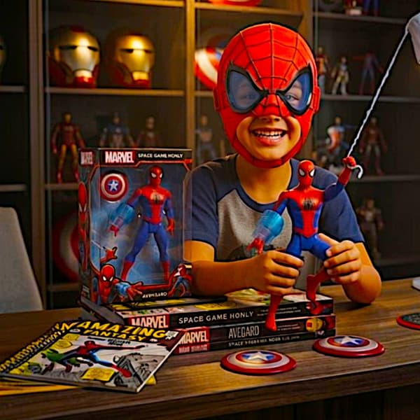 SPIDER-MAN FIGURINE + INTERACTIVE GLOW-IN-THE-DARK MASK – SPIDER-MAN FIGURINE SET