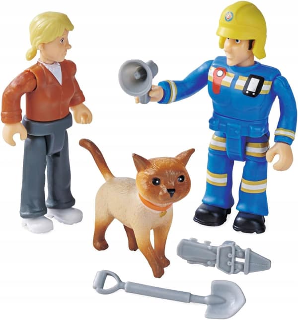 Simba 109252623 Fireman Sam Double Pack V, set of 2 figures with a kitten!