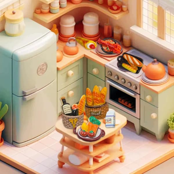 DOLLHOUSE FOOD ACCESSORIES, 61-PIECE MINI KITCHEN DIY DECORATIONS