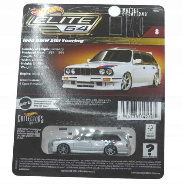 Hot Wheels Elite64 1990 BMW 318i Touring (white) + PROTECTOR