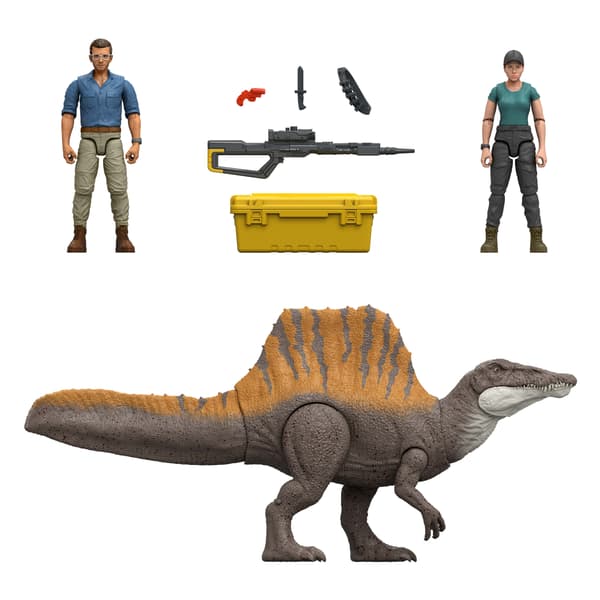 JURASSIC WORLD: RESURRECTION – SPINOSAURUS DINOSAUR FIGURE SET + ACCESSORIES