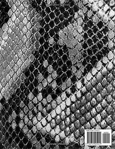 Notebook: Snake-pattern print; Composition: Deep brown lined interior with
