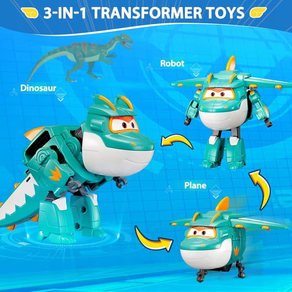 Tino Super Wings transforming dinosaur robot with pet