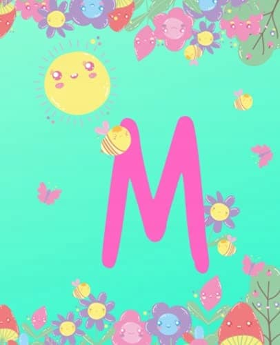 M: Adorable Monogram Initial "M" Composition Notebook for Girls: (7.5 x 9