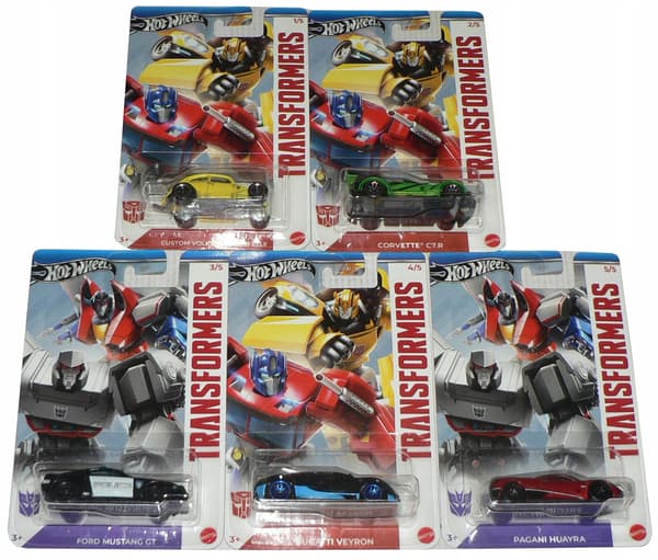 Hot Wheels Transformers x5: VW Beetle + Corvette C7.R + Ford Mustang +...