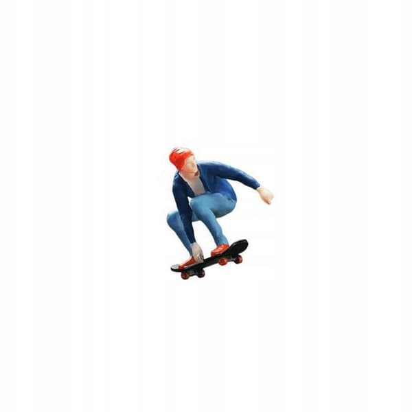 1/64-scale skateboarder figurine, Dynamic Pose 1:64 Blue Skate Boy